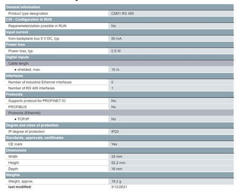 SIMATIC S7-200 SMART CM 01 RS485 9-pólio D-sub-pin suporta Freeport 6ES72885CM010AA0