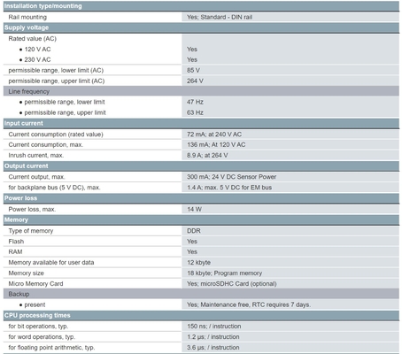 Siemens SIMATIC S7-200 SMART CPU SR30 CPU padrão AC / DC / relé 6ES72881SR300AA1