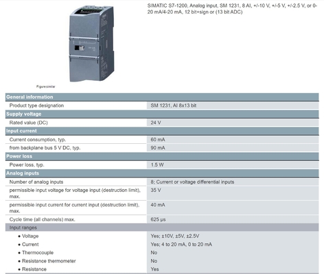 SIMATIC S7-1200 SM 1231 8 AI sinal de 12 bits Modulo de entrada analógico Interface de comunicação Outros