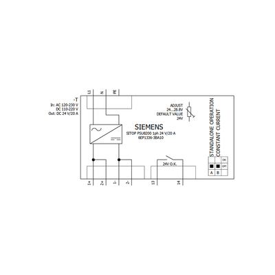 HYTECH Original SIEMENS SITOP PSU8200 24V DC 20A Módulo de alimentação estabilizado 6EP1336-3BA10