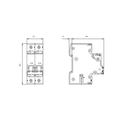 5SY4 Interruptor de circuito em miniatura 400V 10kA 2 Pólo C 16A 5SY42167CC para prazo de envio FOB