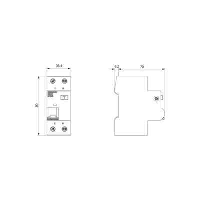 Siemens 5SU1353-1KK16 FI/LS AC 30MA 1 N-P C16 4.5KA Combo MCB de interruptor de corrente residual