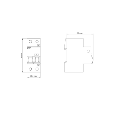 RCBO 6 kA 1P N Tipo AC 30 mA C-Char em 32 A Un AC 230 V Para Siemens 5SU9356 1KK32