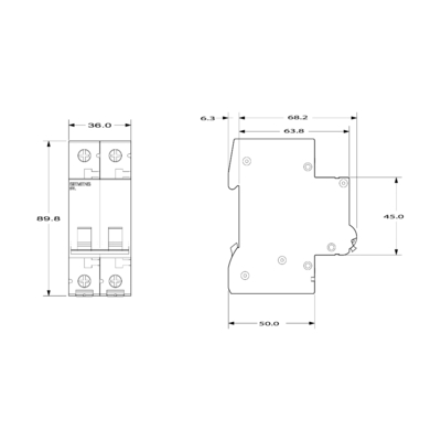 5TL12630 Desconector da série 5TL 5TL1 63A 2P 5TL1263-0 para embalagens originais da Siemens