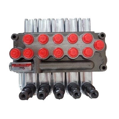 Estrutura do tubo 80L/min Fluxo válvula hidráulica direcional 2 bobinas válvulas de controlo monobloco