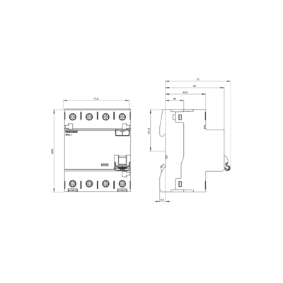 Siemens 5SV3646-6 Interface de comunicação do disjuntor de corrente de funcionamento residual