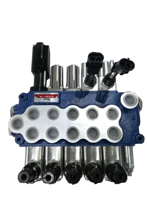 Válvula de direção de 5 bobinas, de fluxo 45L/MIN, controlada eletricamente, para pressão hidráulica