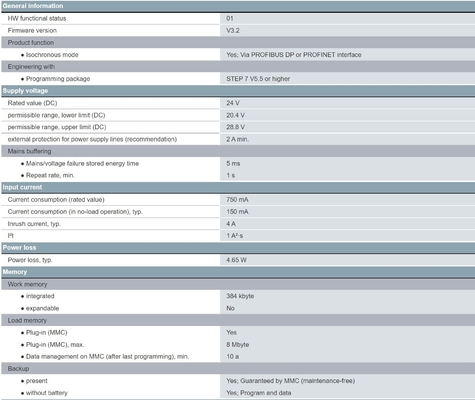 Excelente 6ES7315-2EH14-0AB0 SIMATIC S7-300 CPU 315-2PN/DP com 384KB de memória de trabalho