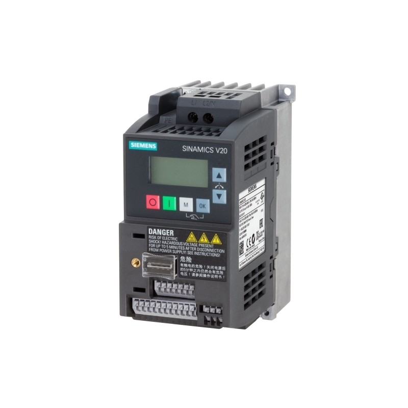 SIEMENS 6SL3210-5BB17-5UV1 SINAMICS V20 200-240V 1AC -10/ 10% 47-63Hz para alta potência