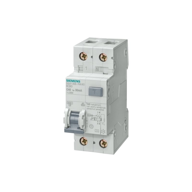 Siemens 5SU1353-1KK16 FI/LS AC 30MA 1 N-P C16 4.5KA Combo MCB de interruptor de corrente residual