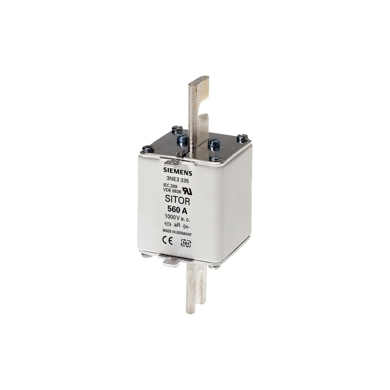 3NE3338-8 SITOR Fuse Link Com Slotted Blade Contacts NH2 Em 800 A a R Un AC 800 V Indicador Frontal 3NE33388
